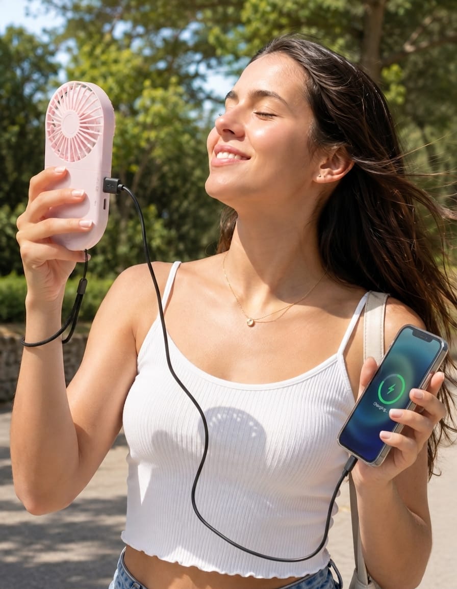 Power Bank y ventilador de mano/ escritorio