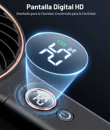 Power Bank digital y ventilador de mano