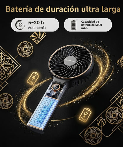 Power Bank digital y ventilador de mano