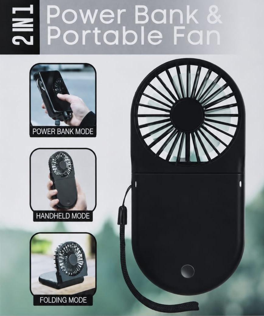 Power Bank y ventilador de mano/ escritorio